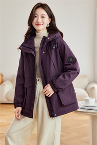 紫色收腰显瘦派克服加绒外套女2025秋冬新款宽松显瘦加厚保暖棉服图片