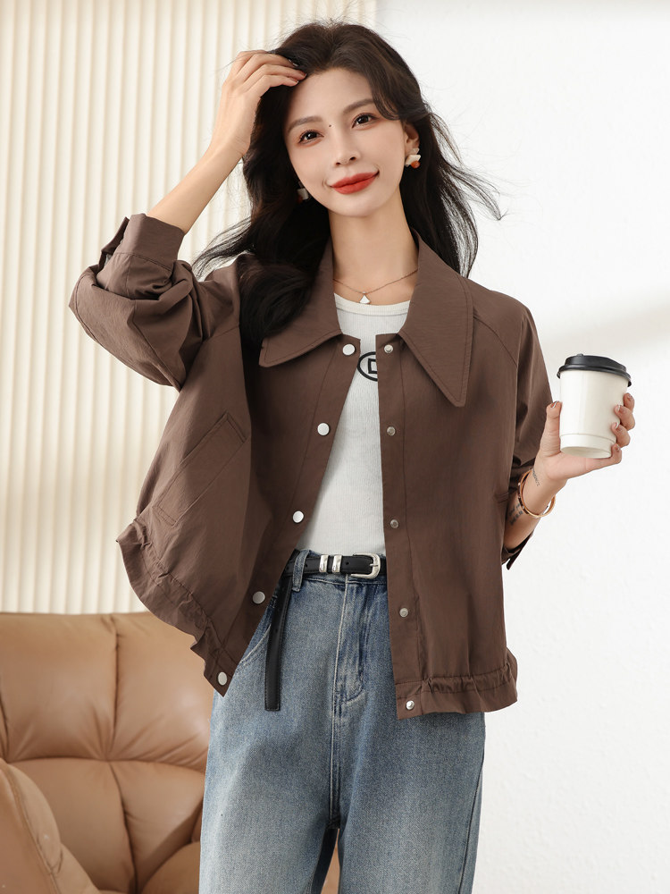 美式复古小个子香风短外套春秋2023新款白搭高级感棒球服早秋女装,女装短外套,梦懿尔