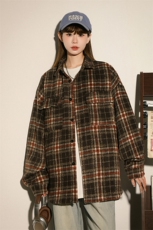 美式小香风加厚秋冬毛呢格子纹衬衫男女夹克棒球服CS3003-P60，男装夹克，星座222-7