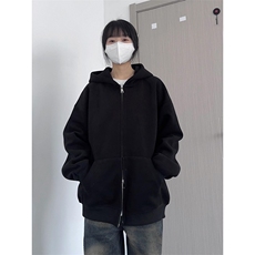 抖音得物品质二开26春装男女美式高街结构双拉链开衫卫衣外套，女装短外套，电商A486-1