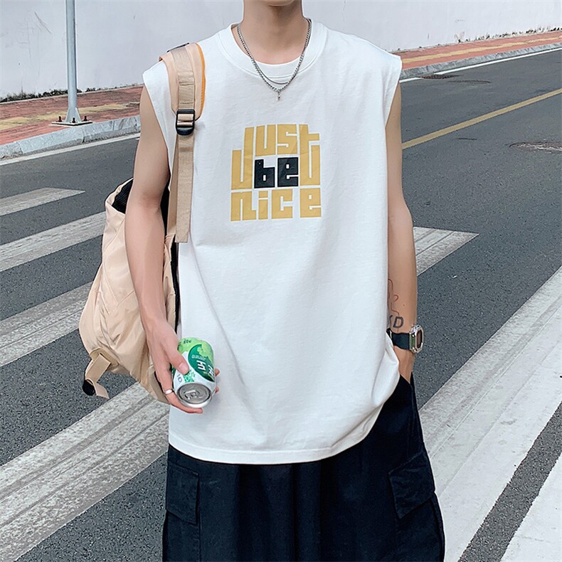 夏季港风t恤男宽松大码纯棉运动背心坎肩潮牌无袖BX010P25,男装背心/马甲,星座1204-3