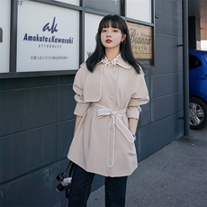 2021春季新款中长款镶边风衣货号L501，女装风衣，时倾STUDIO