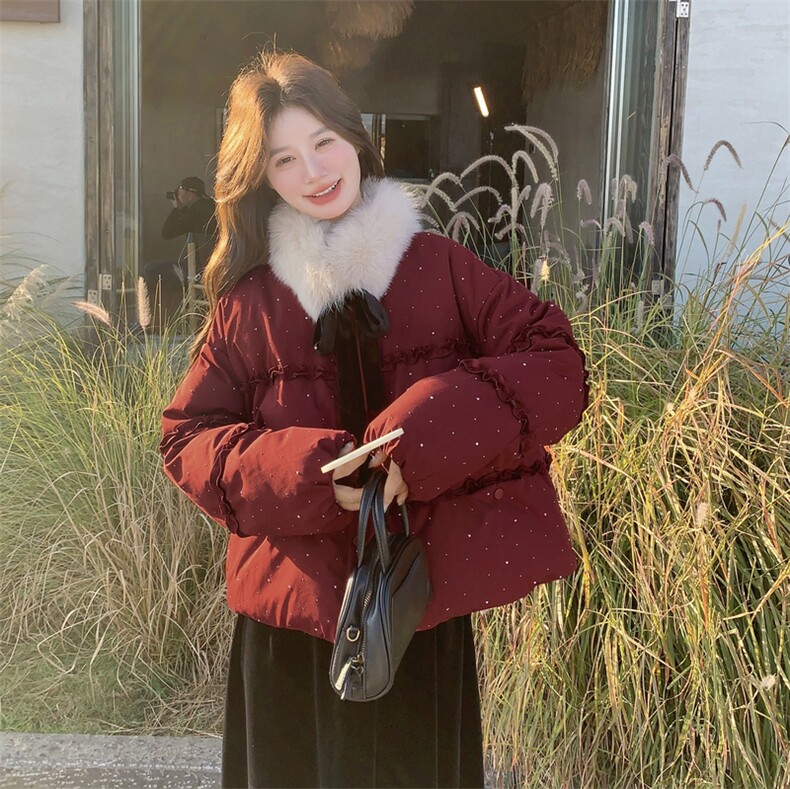 9852款-P300-K42890绒羽绒服（配真狐狸毛领）,女装羽绒服,2C011