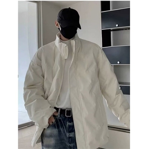 拉链慵懒常规款加厚时尚青少年标准日系潮立领休闲常规菱形格棉服图片