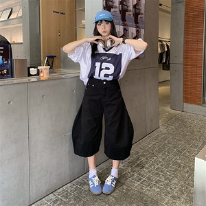 美式阔腿弯刀裤2025新款夏季休闲裤宽松七分裤牛仔长裤YD705-P60图片