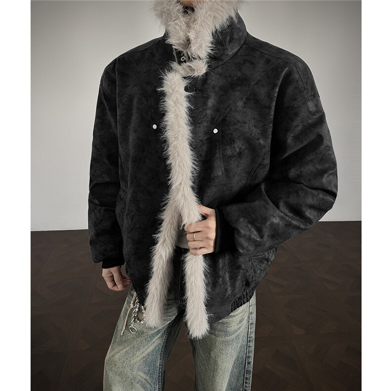 现货皮质座山雕棉服美式翻领毛毛重磅情侣外套A170-M915-TP112，男装棉衣，电商A170