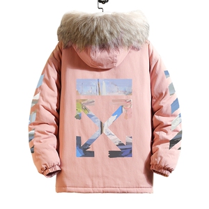 MM48130-P130 冬季大毛领衣男士大码加厚袄男服 砖墙挂拍图片