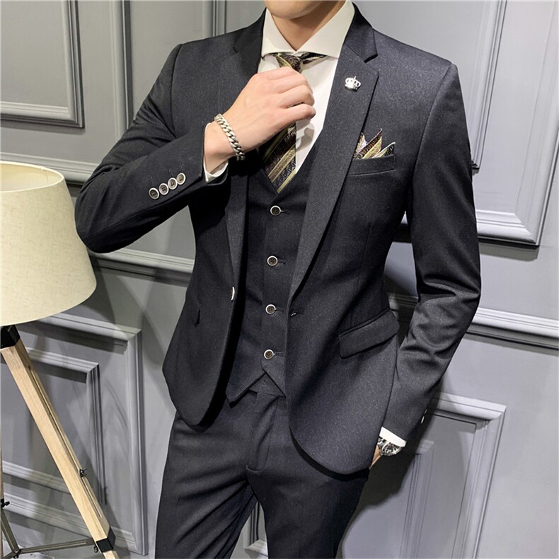 西服套装男西装男士商务休闲职业装修身新郎伴郎结婚三件套礼服潮,男装西服套装,星座505-2（原电商A260-1)