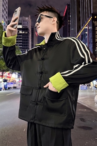 新中式外套男秋季2025新款风文艺复古唐装夹克8011P118控168图片