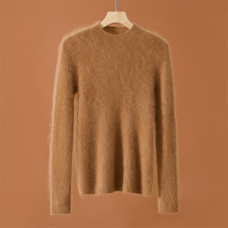 2026年秋季时尚百搭通勤简约休闲无缝金银丝抽条半高，女装羊绒衫，昭美纯山羊绒