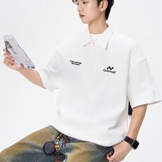 美式复古设计感夏季新款半拉链POLO衫宽松休闲百搭XA879-P37，男装Polo衫，星座208-5