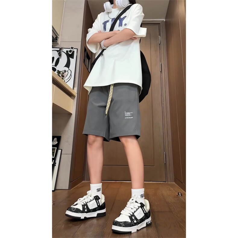 【非网图】夏季休闲短裤男薄款冰丝中裤五分裤男B381/3016,男装牛仔裤,电商B381（原B382）