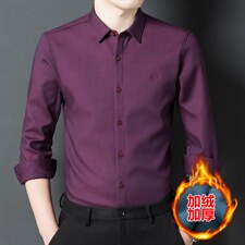 2023冬新款纯色加绒加厚打底衬衫中年男寸衫休闲衬衣YYF5001-P110,男装衬衫,电商B212（原钱塘6029）