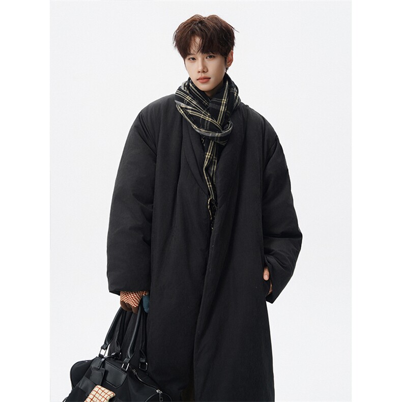 8XL-M90白鸭绒！特大码羽绒服日系绒面长款棉衣男YRFC03P268，男装羽绒服，电商D206-1