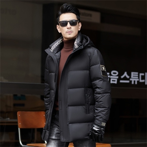 ZMS-M9910新款冬季男士鸭绒羽绒服连帽保暖外套修身中长款大衣图片