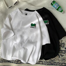 主推中性风学生短袖t恤男刺绣纯棉宽松416B-1-DT237-P25，男装T恤，星座416B-1