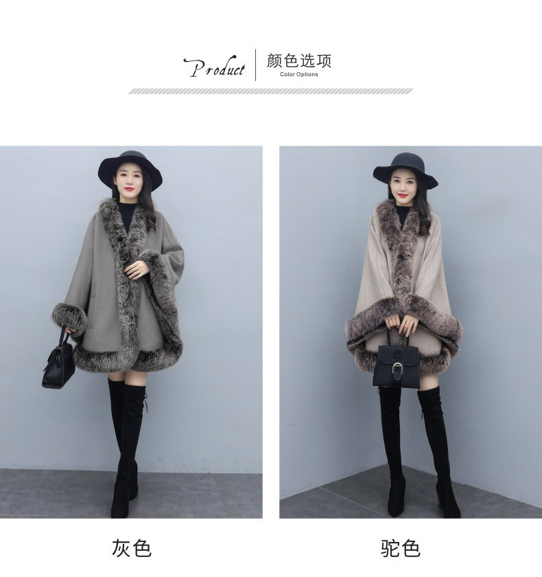 The new autumn and winter cape woolen coat is a versatile mid-length shawl for women, paired with a double-sided woolen cape coat pic 8