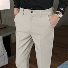 C1272021秋冬加厚男小西裤长裤子修身休闲裤英伦加厚-黑色，男装西裤，电商A211