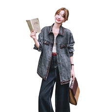 独特超火好看灰色牛仔外套女开春2025年酷飒炸街美式高级夹克上衣，女装短外套，2C262
