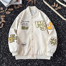 美式复古棒球服男女春秋款重磅刺绣夹克宽松洋气外套GAA162P70，男装夹克，星座1013-5