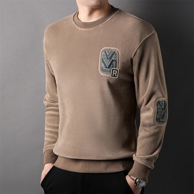 男卫衣中青年时尚休闲冬季男装厚款奥粒绒卫衣圆领宽松HPM851-P67,男装卫衣,星座1105-3
