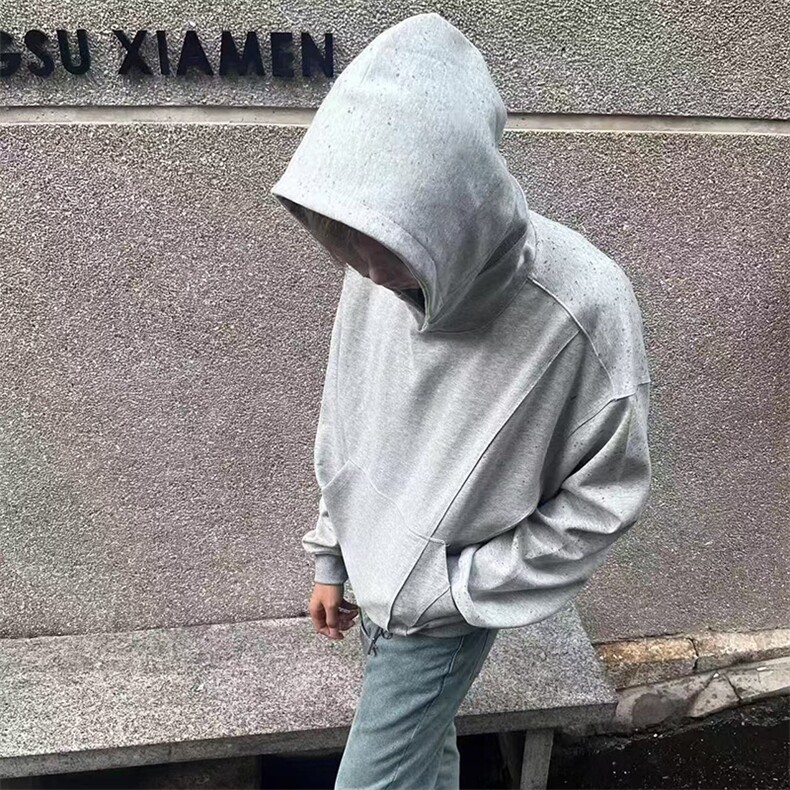 抖音得物高品质二开美式高街重磅结构辑明线纹理连帽卫衣外套W109,男装卫衣,电商A486
