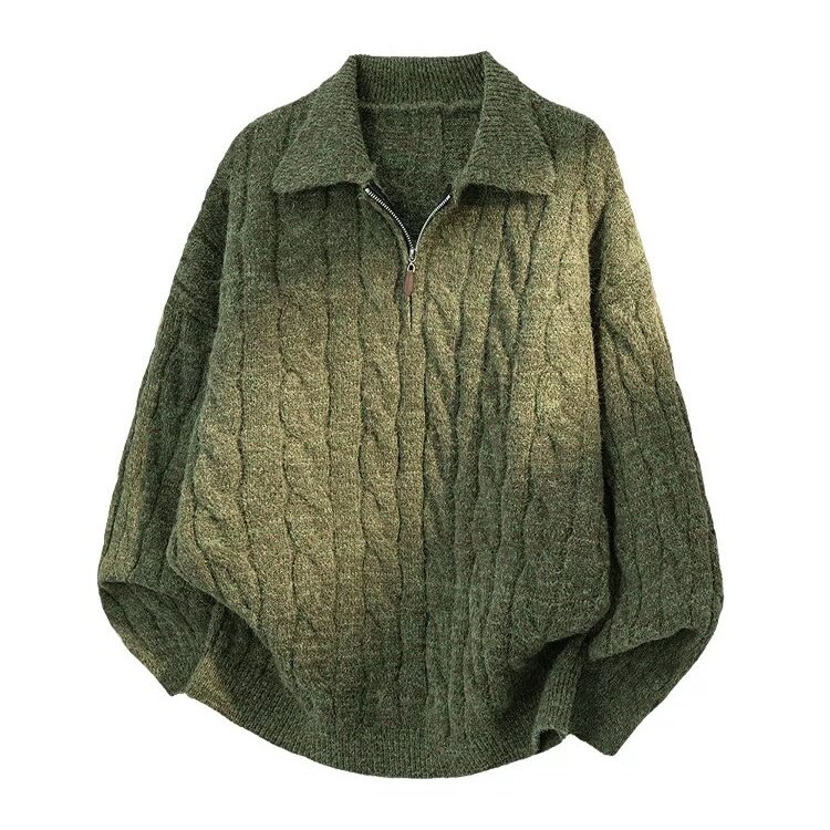 半拉链Polo领毛衣男秋冬季cleanfit慵懒风加厚保暖灰色套头针织衫，男装针织衫/毛衣，星座302B-1