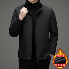 高端冬季新款中年水貂毛领派克服大衣男装中老年水貂内胆皮草外套，男装皮衣，钱塘723