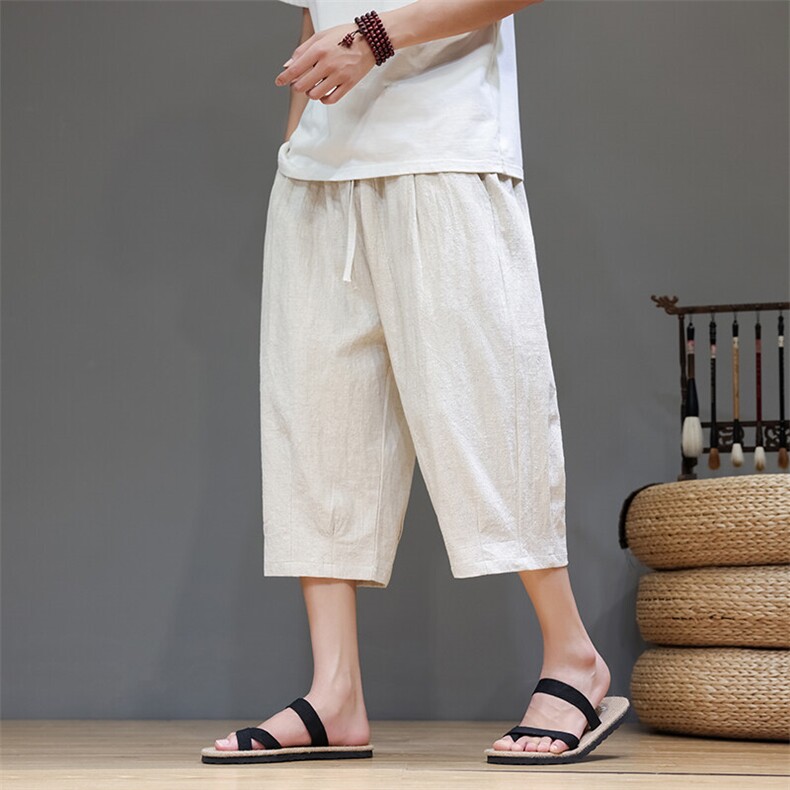风亚麻70，棉30休闲七分裤Y99-P75图片