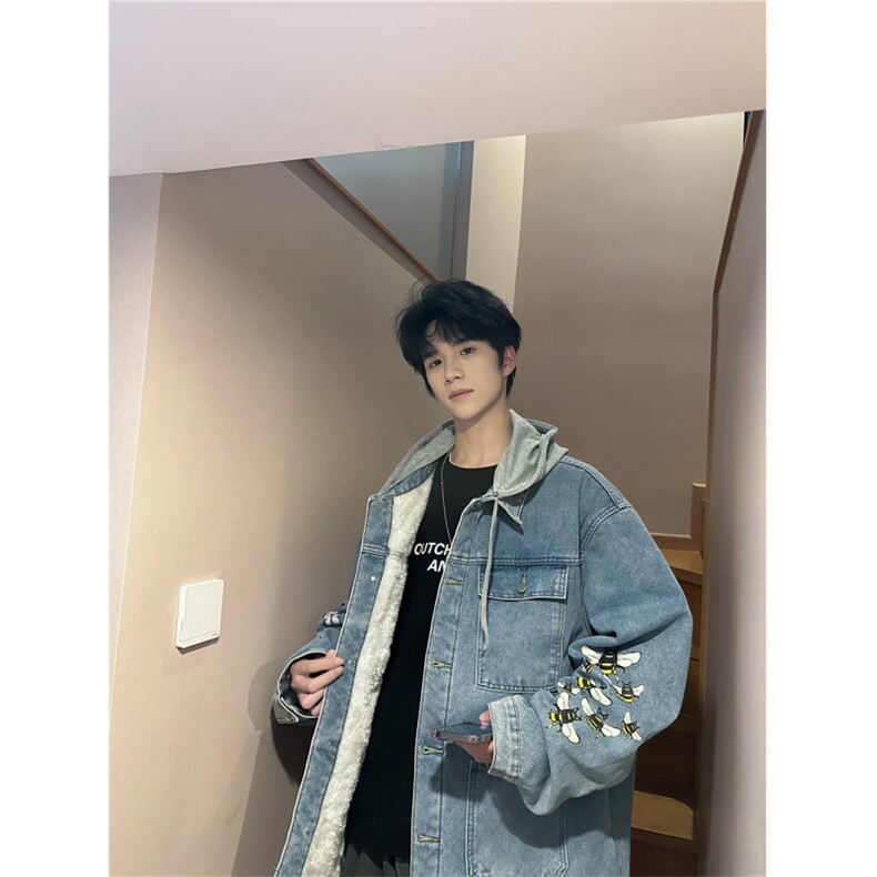 JK3028J-P95-限价138M-5XL羊羔绒加绒牛仔夹克外套连帽棉服大码,男装夹克,星座116