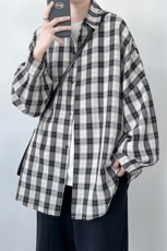 现货格子长袖宽松衬衫男KD554-P40，男装衬衫，电商D312-1