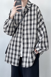 现货格子长袖宽松衬衫男KD554-P40图片