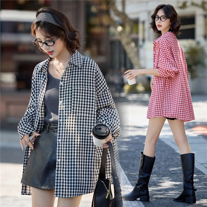2881时尚休闲格纹衬衣+背心套装，女装套装/套裙，罗得堡
