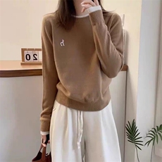 灰色圆领拼色假两件针织衫女秋冬新款韩系羊毛衫宽松打底衫毛衣，女装针织衫/毛衣，美莎羊绒