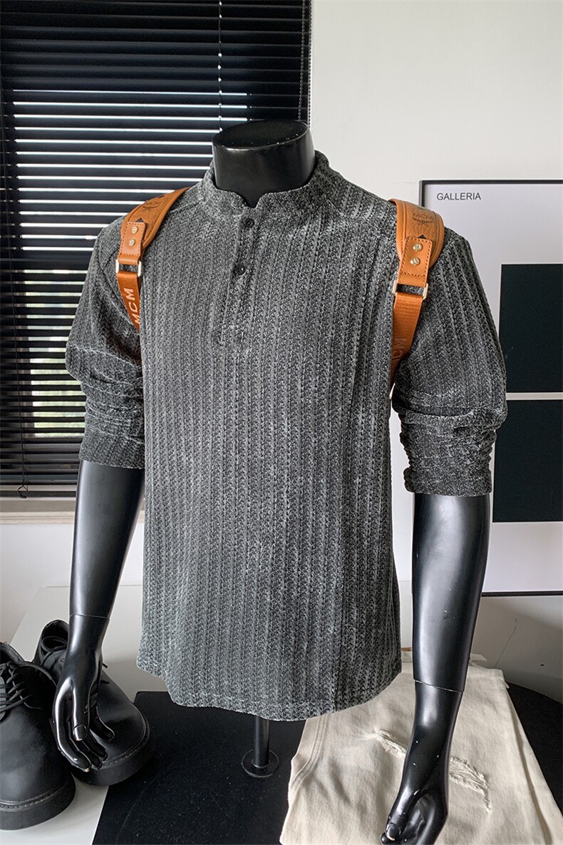 POLO衫卫衣秋季翻领卫衣鱼骨纹长袖T恤衫男装外套S507特25,男装Polo衫,电商A233-1