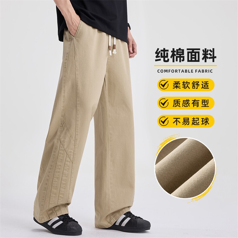 纯棉工装裤男春季美式休闲裤潮牌百搭抽绳宽松直筒长裤Z2564-P50,男装工装外套,星座509