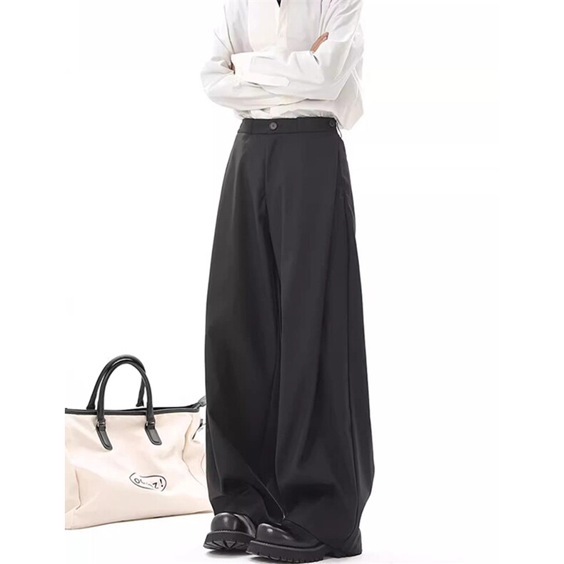 春秋美式高街休闲裤男女垂感阔腿西裤长裤纯色西装裤宽松直筒裤子，男装西服套装，电商A443