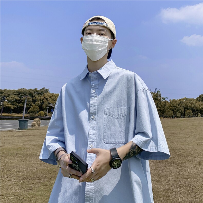 DC316-P35衬衫男短袖春季新款潮流百搭青少年休闲宽松衬衣,男装衬衫,星座603-2