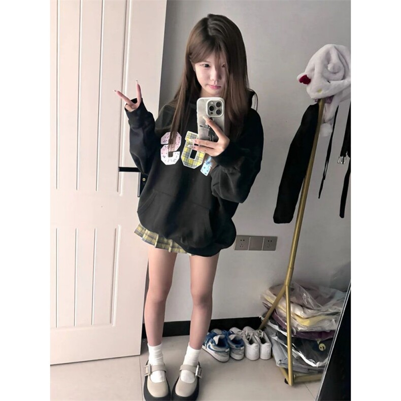 5283-P52纯棉华棉复合原版刺绣秋冬宽松连帽卫衣薄款/加绒,女装卫衣/绒衫,星座617A-2