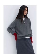 2025年秋季时尚百搭通勤简约休闲半拉链套衫，女装针织衫/毛衣，斯尔特羊绒