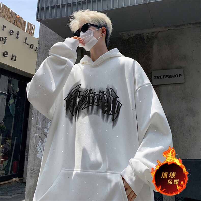 抖音得物高品质重磅全棉二开支持退换360克满天星连帽卫衣1022,男装卫衣,电商A486