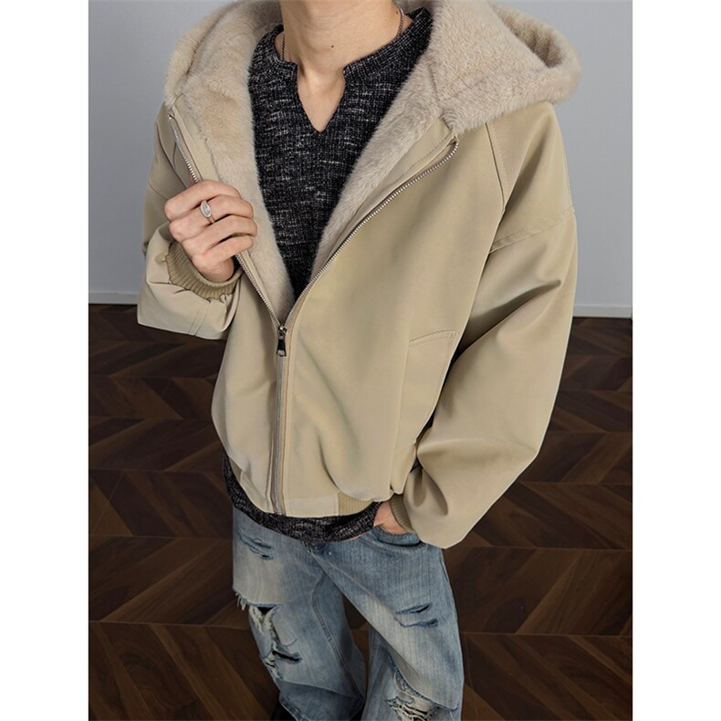 现货MYF02特P85冬季新款连帽宽松潮牌加绒棉服座山雕皮毛外套,男装棉衣,电商A456（原C415）