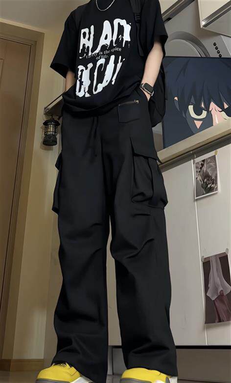 个性工装宽松休闲裤男高街潮流长裤子KK618/P50，男装工装外套，电商D202