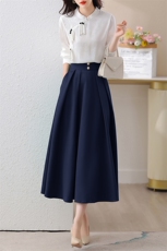 2025年春装时尚高腰显瘦A字半身裙女春秋季新款百搭气质优雅大摆，女装套装/套裙，时尚俏佳人