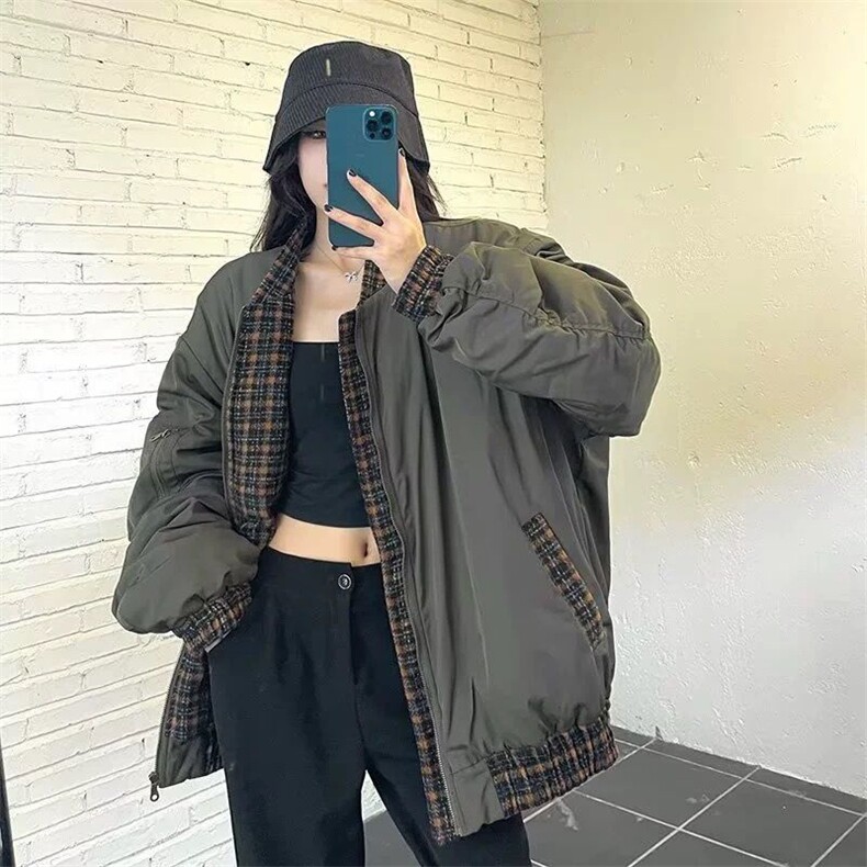 棉服加厚军绿色飞行员夹克男胖子高级感oversize棒球服大码外套,男装夹克,四季星座505