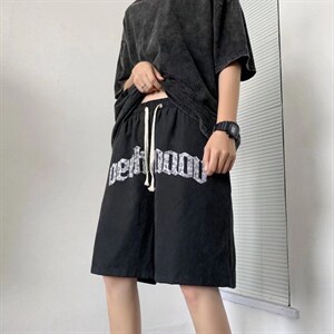 夏季高街潮牌ins五分裤字母印花运动裤男宽松休闲中裤 K3301-P24图片