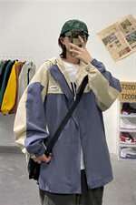 910A-J秋装新款拼色情侣夹克男女韩版宽松百搭外套男，男装夹克，星座910A
