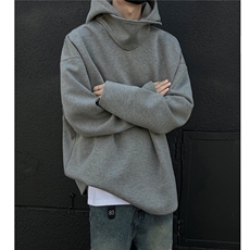 白敬亭的设计感太空棉连帽情侣卫衣纯色百搭上衣宽松外套，女装短外套，电商A341