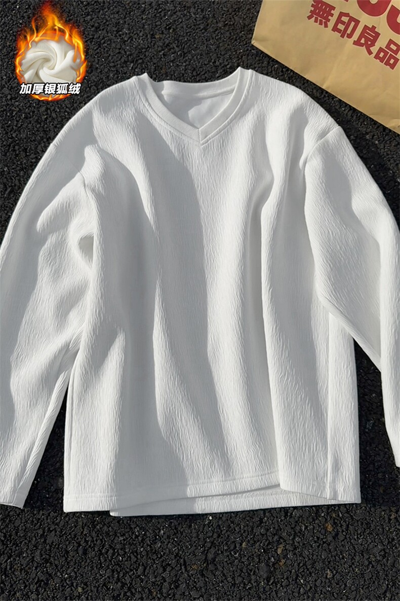 加厚银狐绒男450g重磅肌理感内搭长袖T恤T24509J加绒-特P33控65,男装T恤,电商A001-1