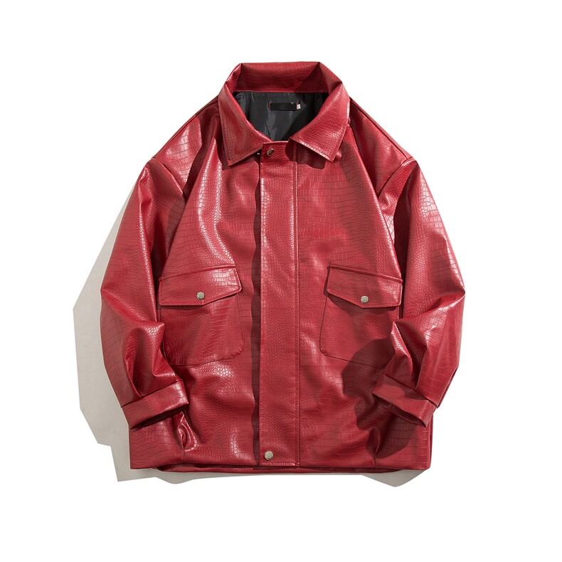 TP78现货鳄鱼纹PU皮韩系大众简约流行皮衣夹克外套A170-W332，男装皮衣，电商A170